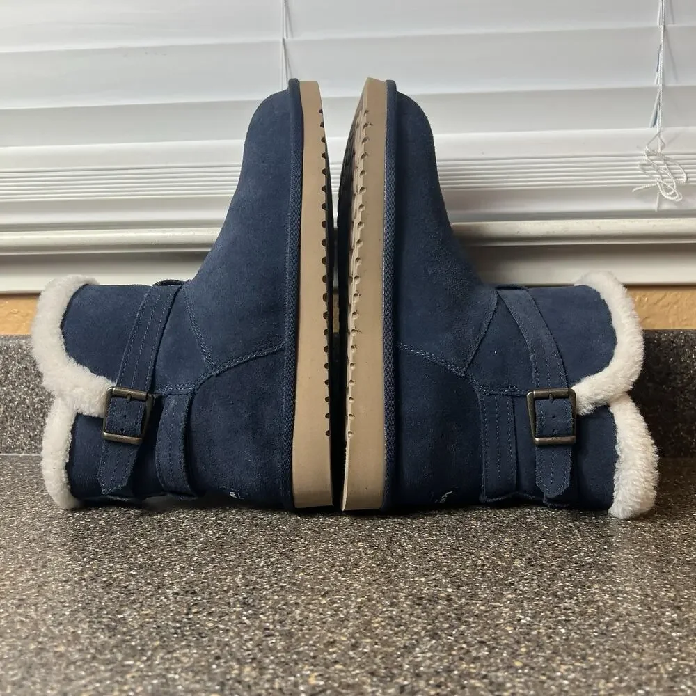 Koolaburra By Ugg Blue Winter Mini Boots Women's Size 9 Faux Fur Lining Pull On
